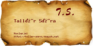 Tallér Sára névjegykártya